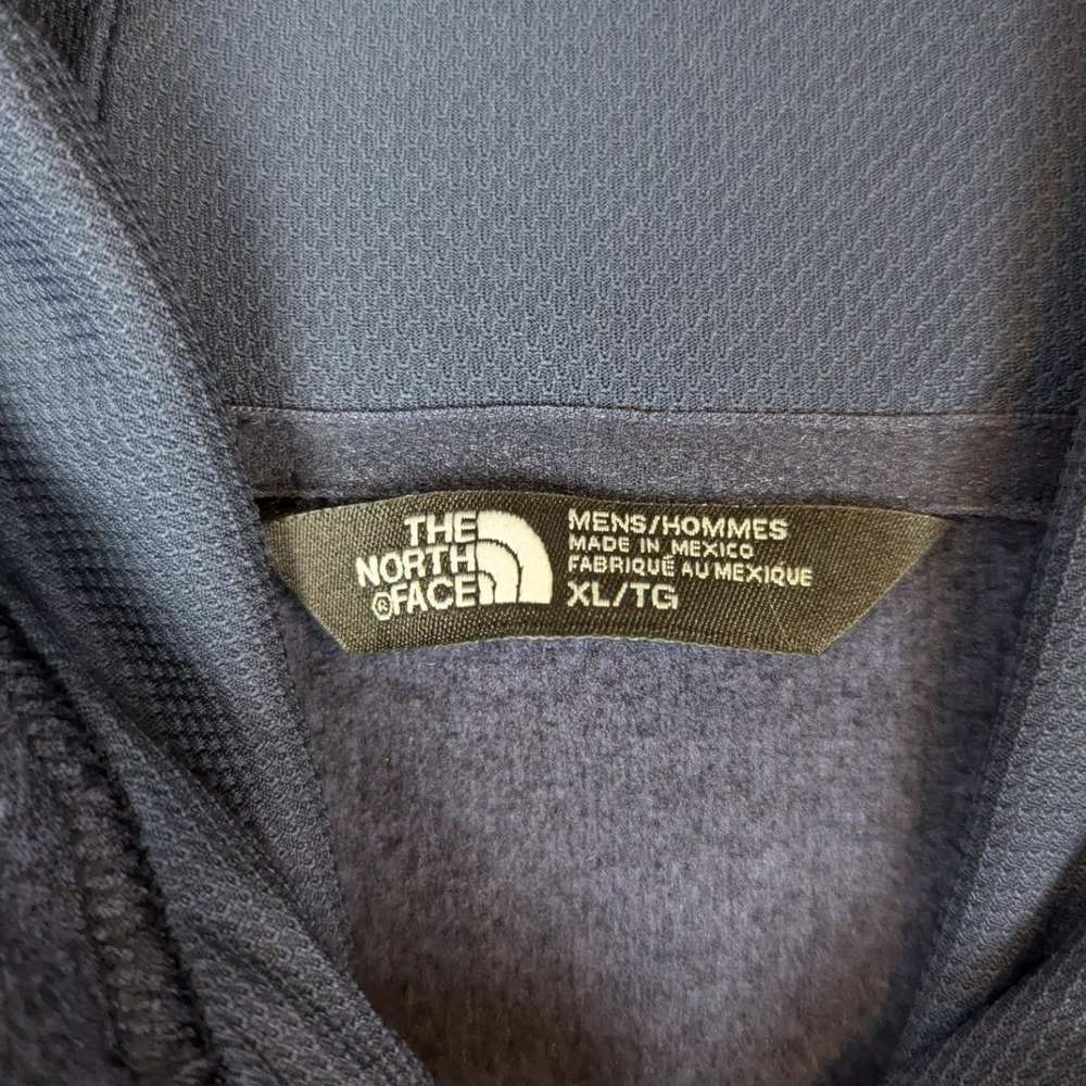 The North Face Mens Extra Large Full Zip Up Hoodie Navy Blue Heathered Fleece - Picture 2 of 13